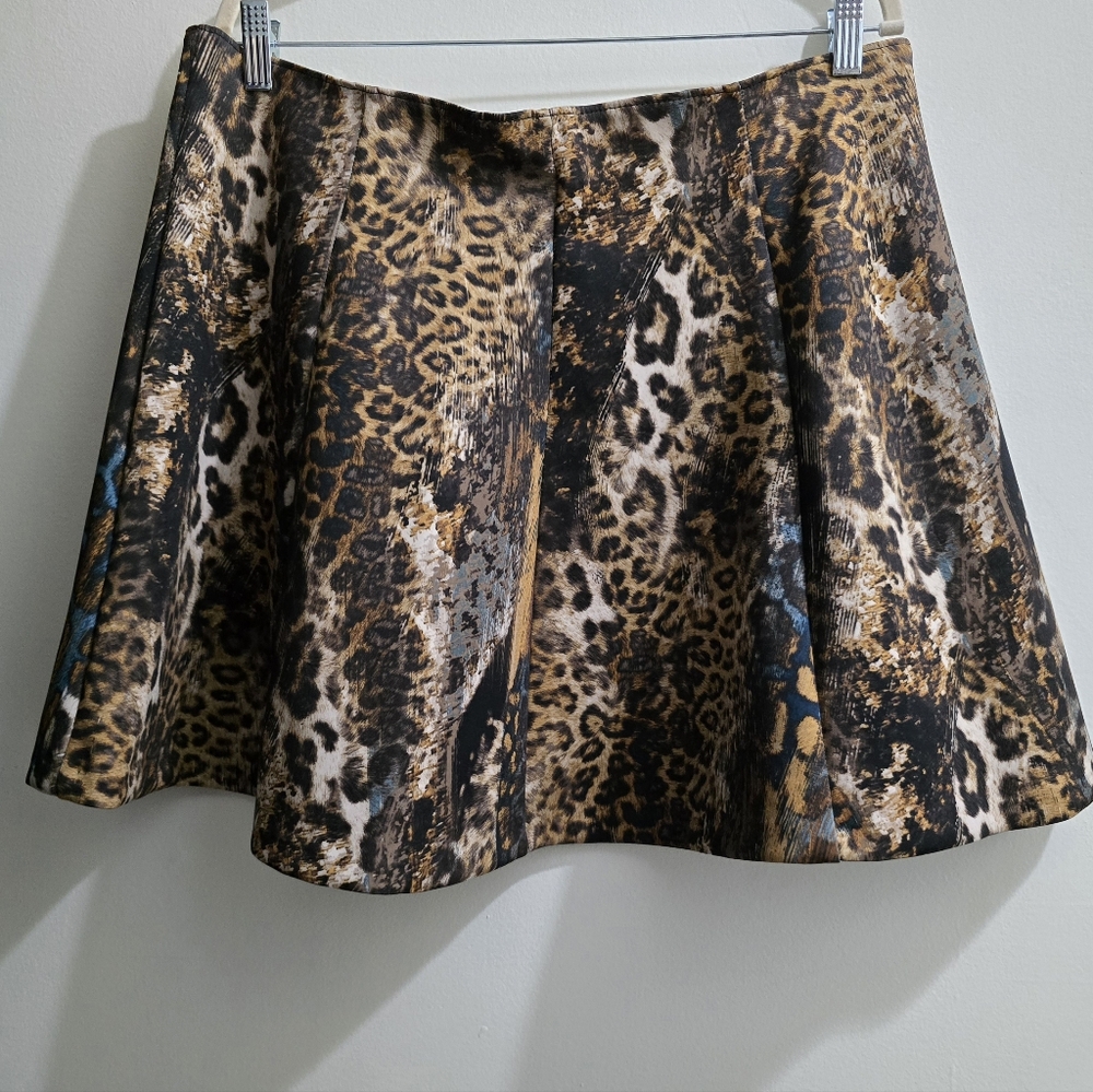 Abstract Leopard Print Mini Skater Skirt size XL - Picture 3 of 12